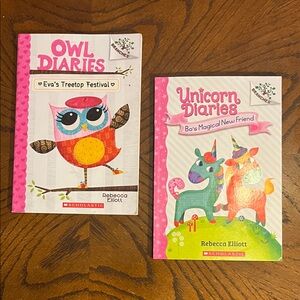 Owl Diaries and Unicorn Diaries kids books | set of 2 illustrated chapter books